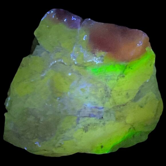 Pink White Layered Art Glass Cullet Glowing Manganese Slag Glass #4GX281 - Picture 1 of 8